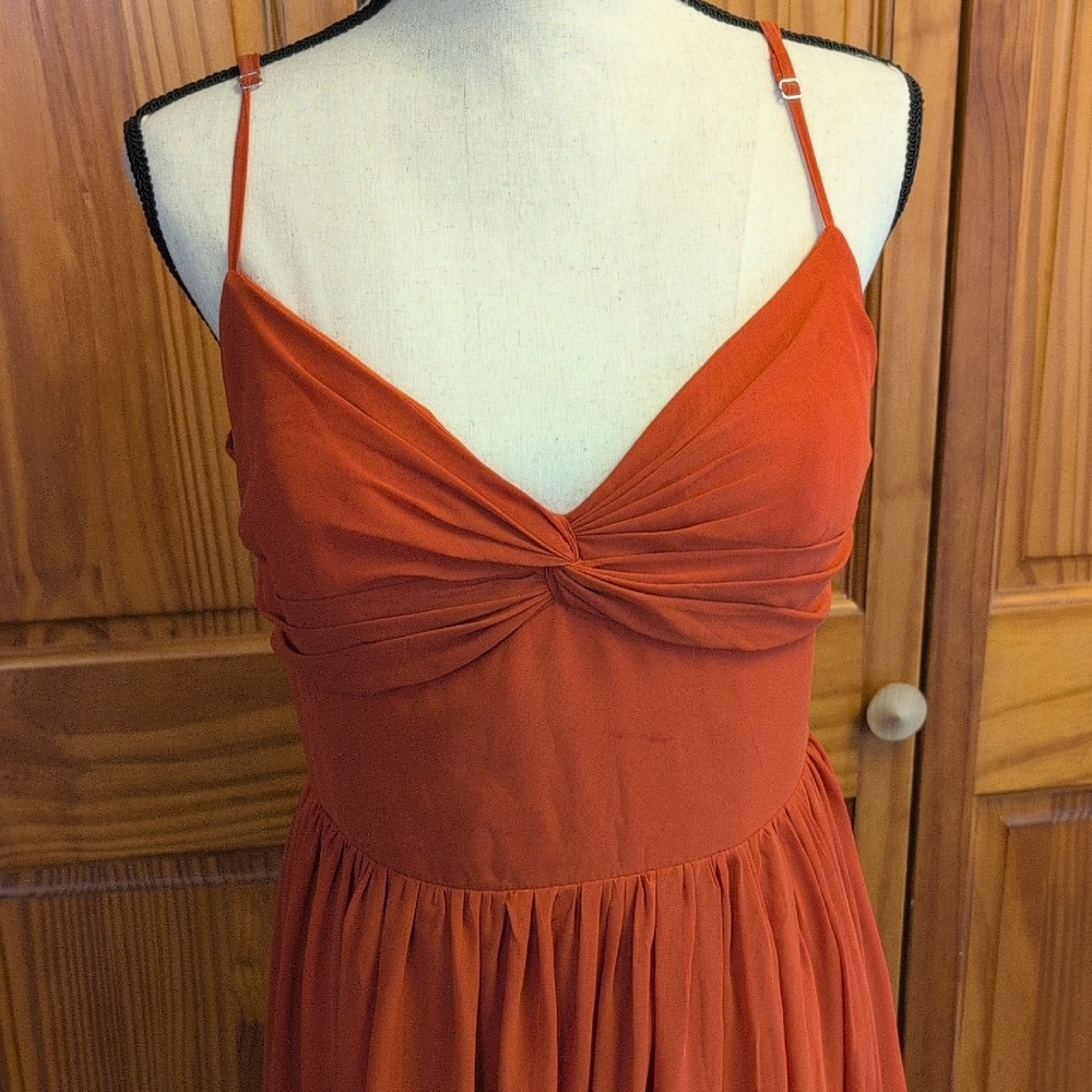Azazie Strapless Burnt Orange Prom Bridesmaid Formal Dress Gown 14        CC132 - Picture 2 of 13